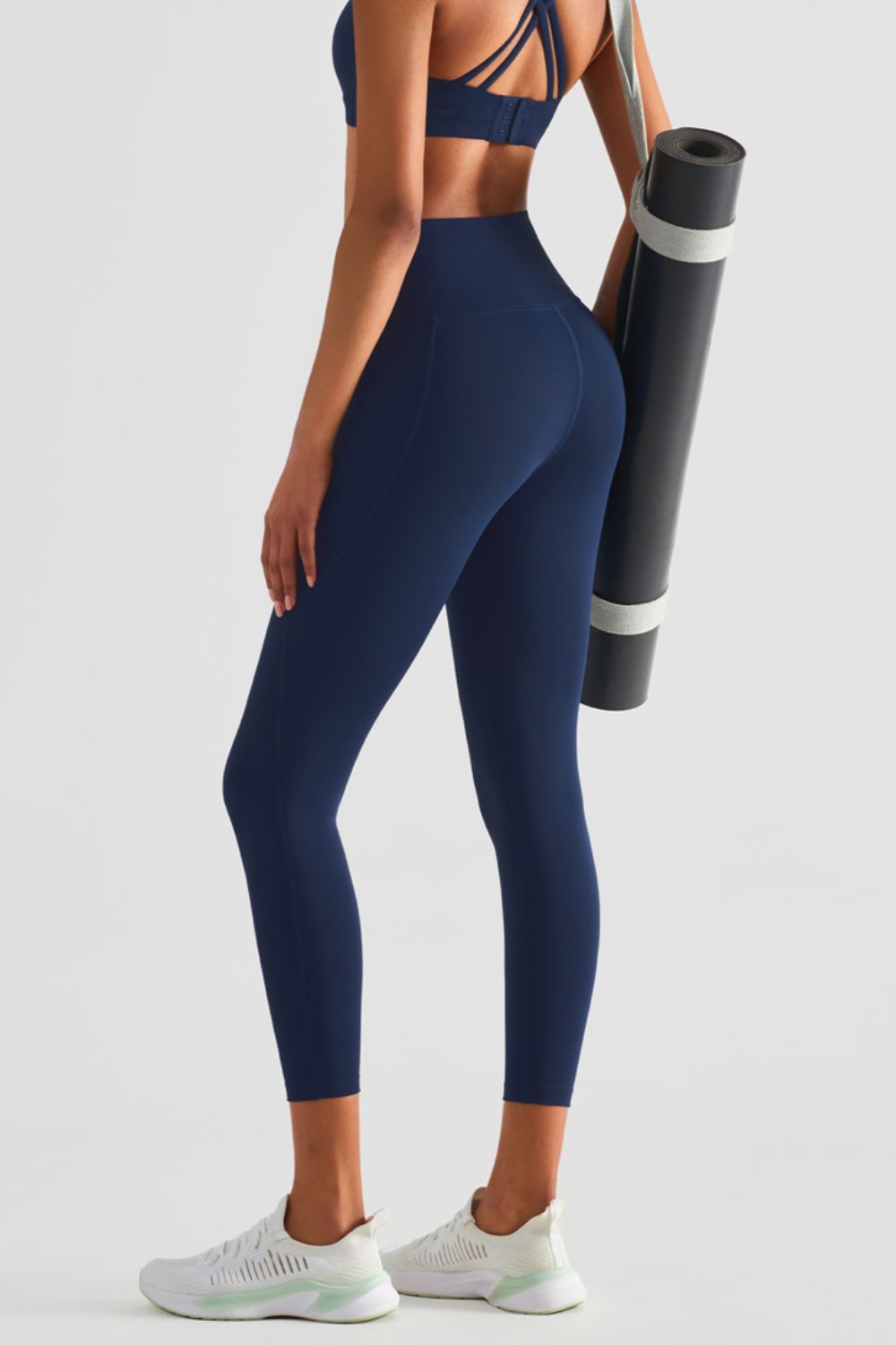 Wide Waistband Sports Leggings with Pockets  - Doll Fits