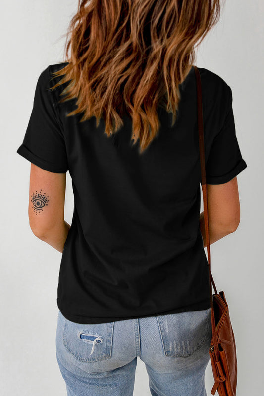 Slogan Graphic Cuffed Sleeve Tee  Shirts & Tops- Doll Fits
