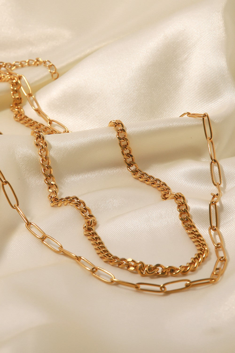 18K Gold Plated Layered Chain Necklace  Necklaces- Doll Fits