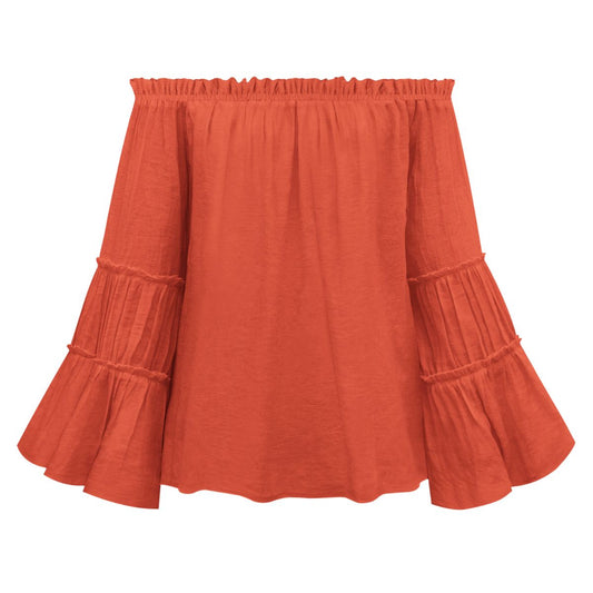 Off-Shoulder Frill Trim Blouse  Shirts & Tops- Doll Fits