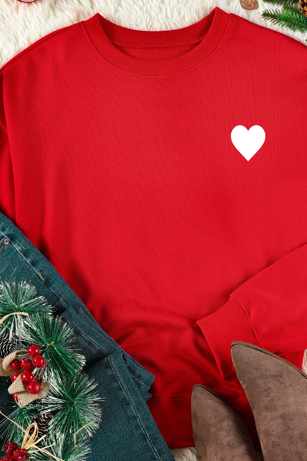 NAUGHTY NICE Heart Graphic Sweatshirt  Shirts & Tops- Doll Fits