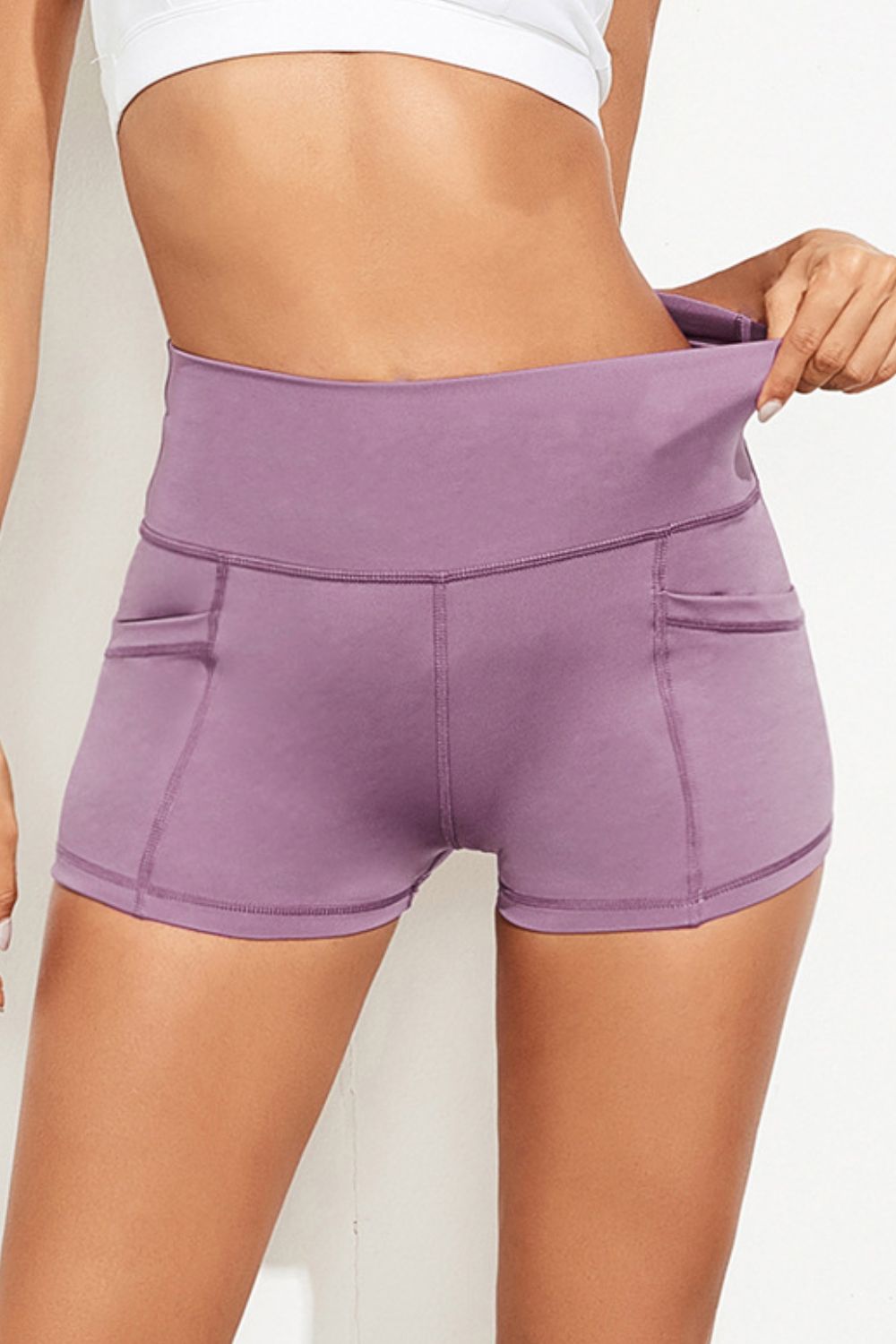 Exposed Seam High Waist Yoga Shorts  Activewear- Doll Fits