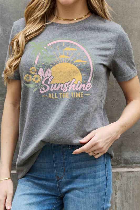 Simply Love Full Size SUNSHINE ALL THE TIME Graphic Cotton Tee  Shirts & Tops- Doll Fits