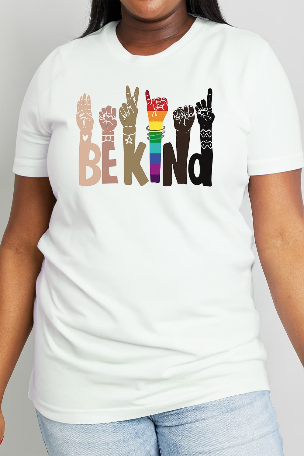 Simply Love Full Size BE KIND Graphic Cotton Tee  Shirts & Tops- Doll Fits