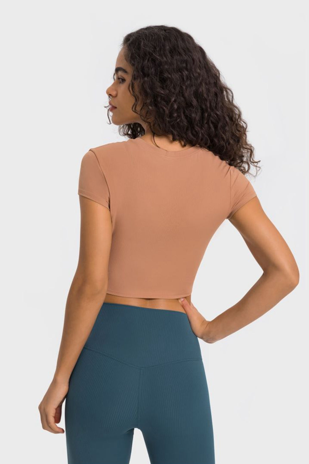 Round Neck Short Sleeve Cropped Sports T-Shirt  Activewear- Doll Fits