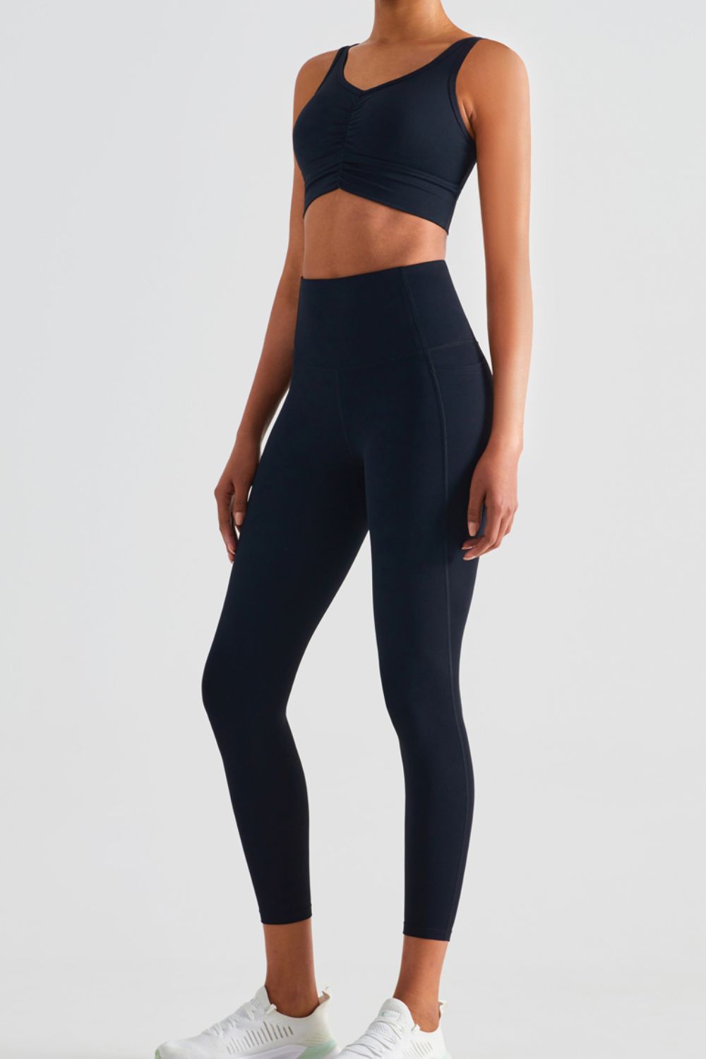 Wide Waistband Sports Leggings with Pockets  - Doll Fits