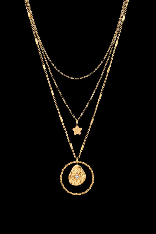 Zircon Decor Stainless Steel Necklace  Necklaces- Doll Fits