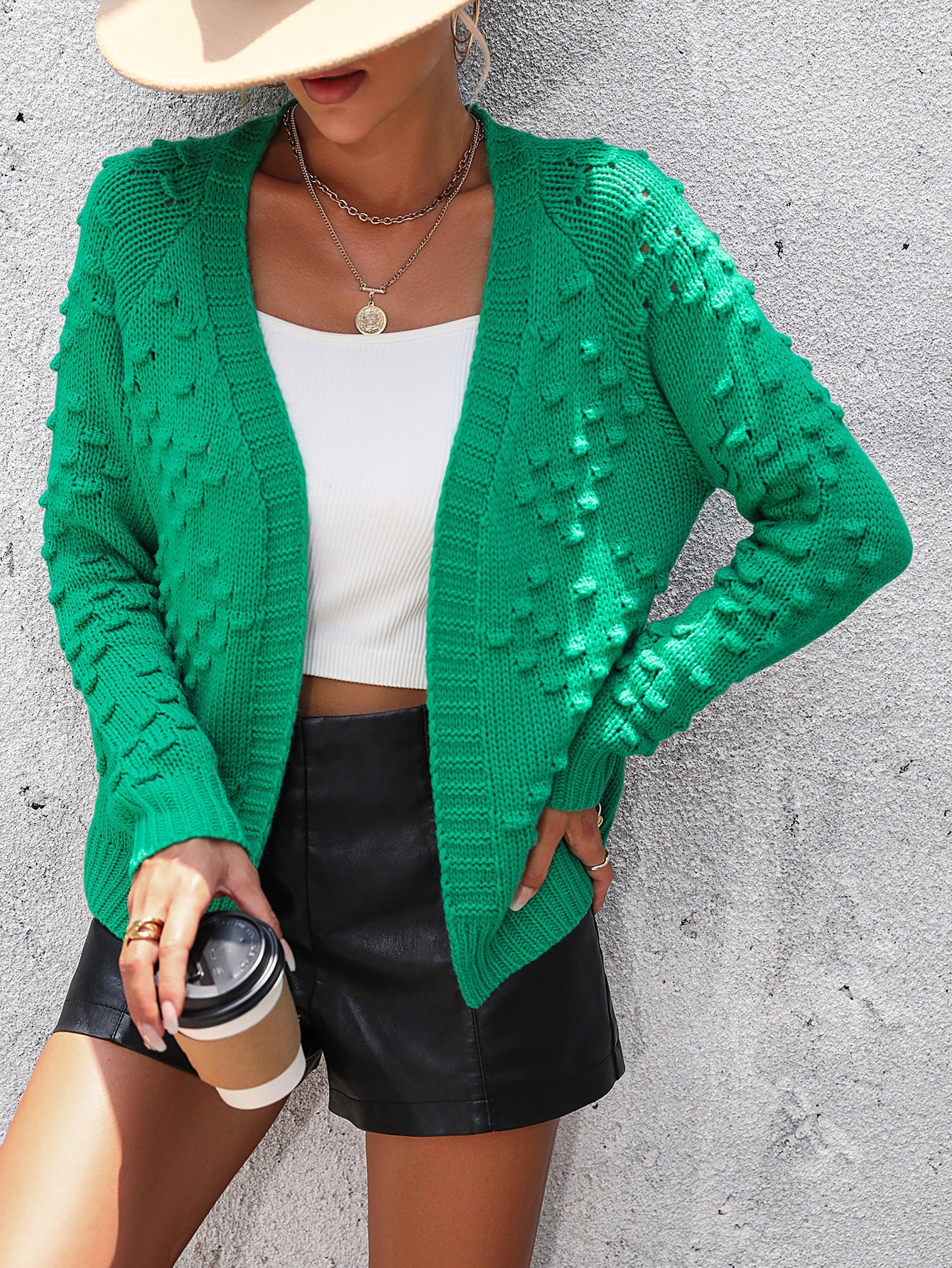 Open Front Long Sleeve Cardigan  - Doll Fits