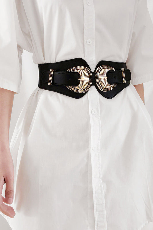 Shell Double Buckle Elastic Wide Belt  Belts- Doll Fits