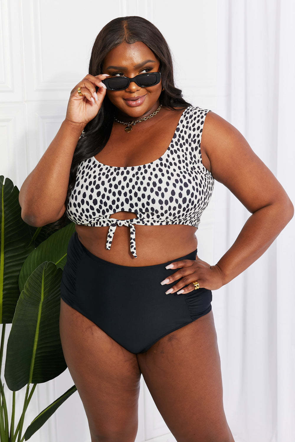 Marina West Swim Sanibel Crop Swim Top and Ruched Bottoms Set in Black  Swimwear- Doll Fits