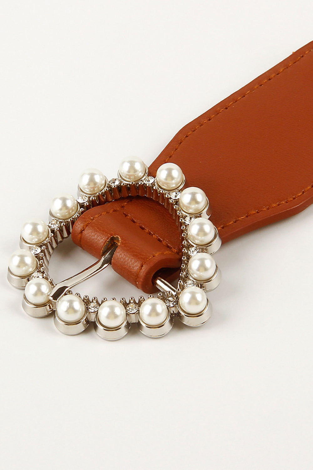 Pearl Heart Buckle Elastic Belt  Belts- Doll Fits