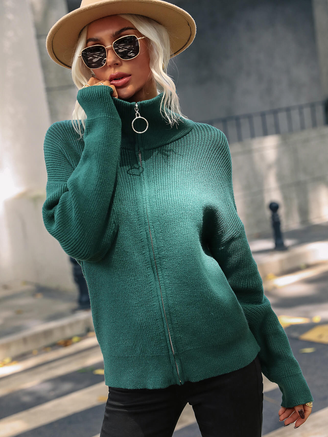 Rib-Knit Zip Up Collared Cardigan  Coats & Jackets- Doll Fits