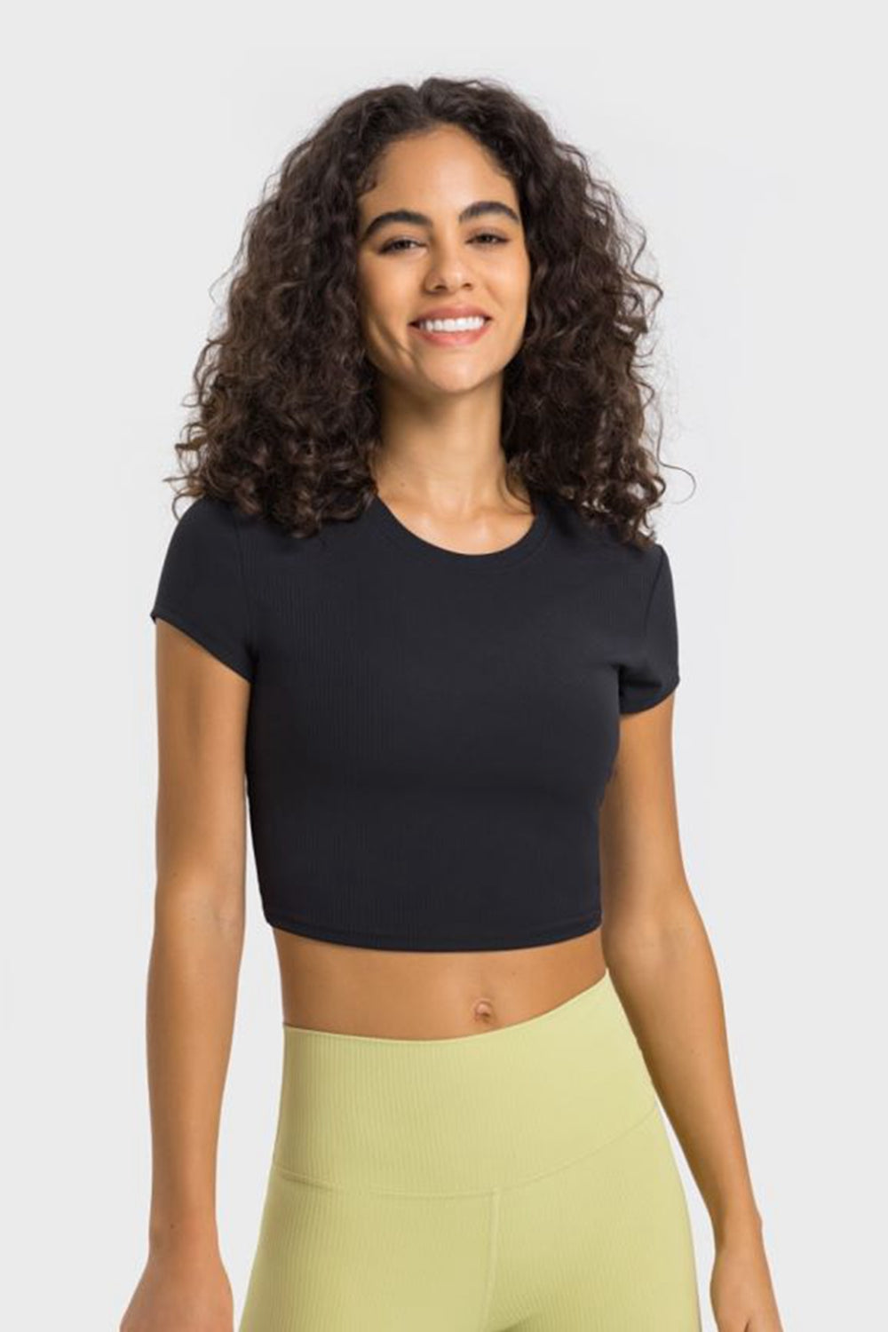 Round Neck Short Sleeve Cropped Sports T-Shirt  Activewear- Doll Fits