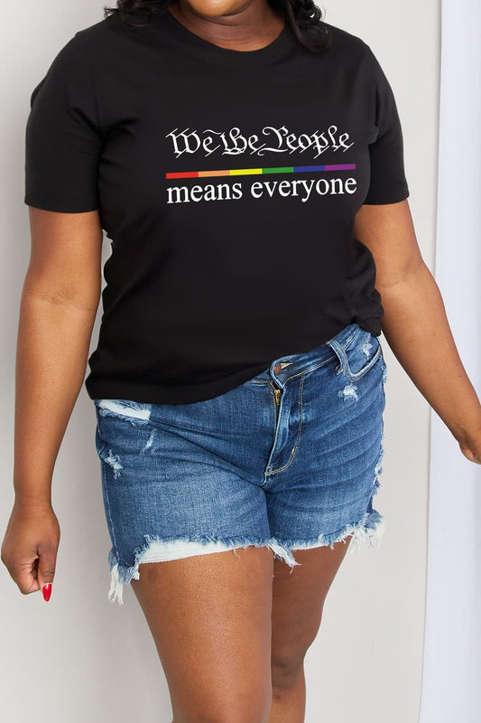 Simply Love Full Size MEANS EVERYONE Graphic Cotton Tee  Shirts & Tops- Doll Fits