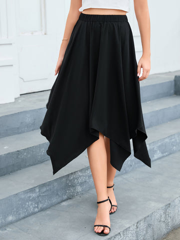 Handkerchief Hem Midi Skirt  Skirts- Doll Fits