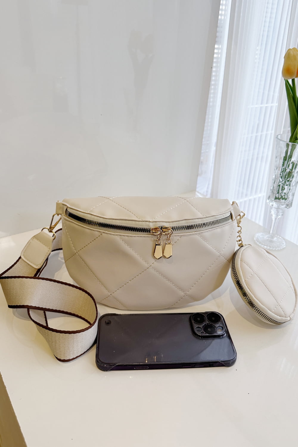 PU Leather Sling Bag with Small Purse  Handbags- Doll Fits