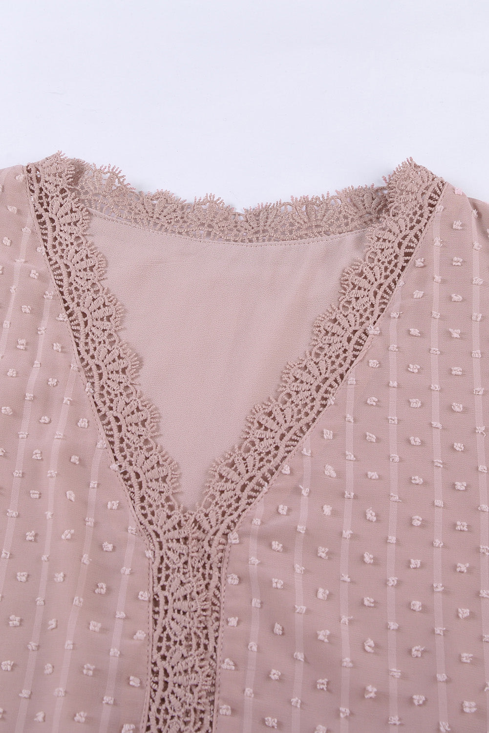 Swiss Dot Lace Trim Plunge Blouse  Shirts & Tops- Doll Fits