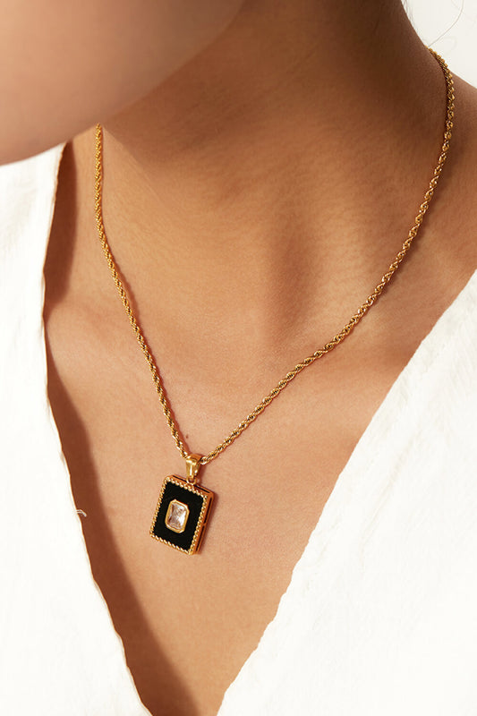 Square Pendant Twisted Chain Necklace  Necklaces- Doll Fits