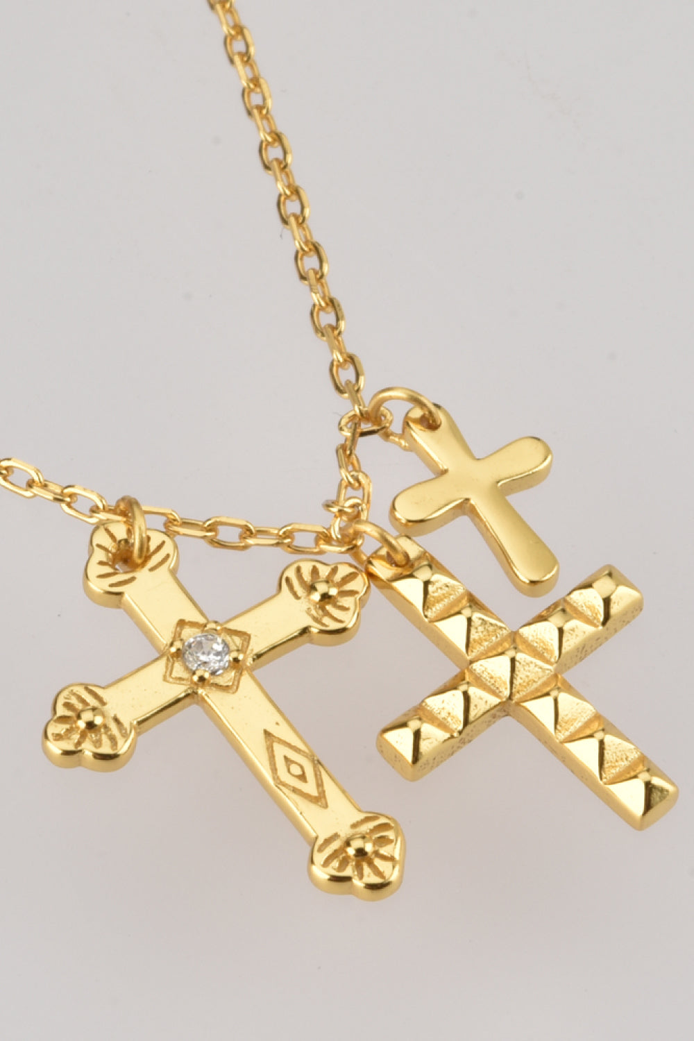 Inlaid Zircon Cross Pendant Necklace  Necklaces- Doll Fits